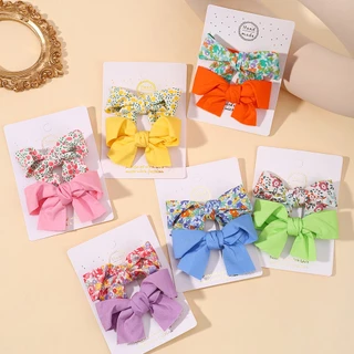 2 Cái / bộ Hoa In Hình Bé Kẹp Tóc Nơ Cho Bé Gái Dễ Thương Trẻ Em Handmade Barrettes Trẻ Em Phụ Kiện Tóc