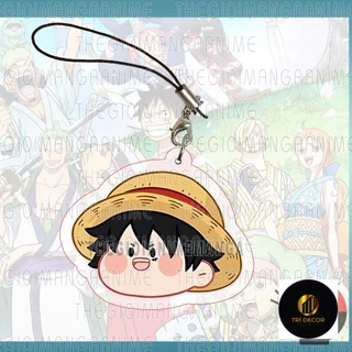 ( FACE CHIBI ) Móc dây treo điện thoại ONE PIECE in hình Đảo Hải Tặc anime mica trong acrylic móc khóa