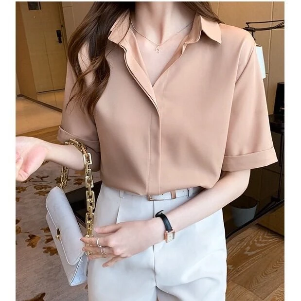 Áo sơ mi nữ tay lỡ form rộng ko cúc kiểu chui đầu màu trơn thời trang TamAn,chất liệu mềm thoáng mát.