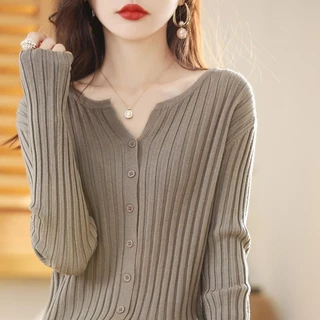 Áo cardigan Dệt Kim Màu Sắc Thời Trang Mùa Thu Cho Nữ