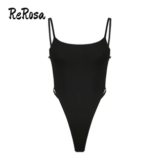 Rerosa Áo Croptop Trễ Vai Dáng Ôm Màu Trơn Thời Trang 2024 Cho Nữ