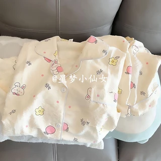 SANRIO Bộ Đồ Ngủ Tay Dài In Hình Thỏ Dễ Thương Thời Trang Mùa Thu Năm 2023 Mới [bk]