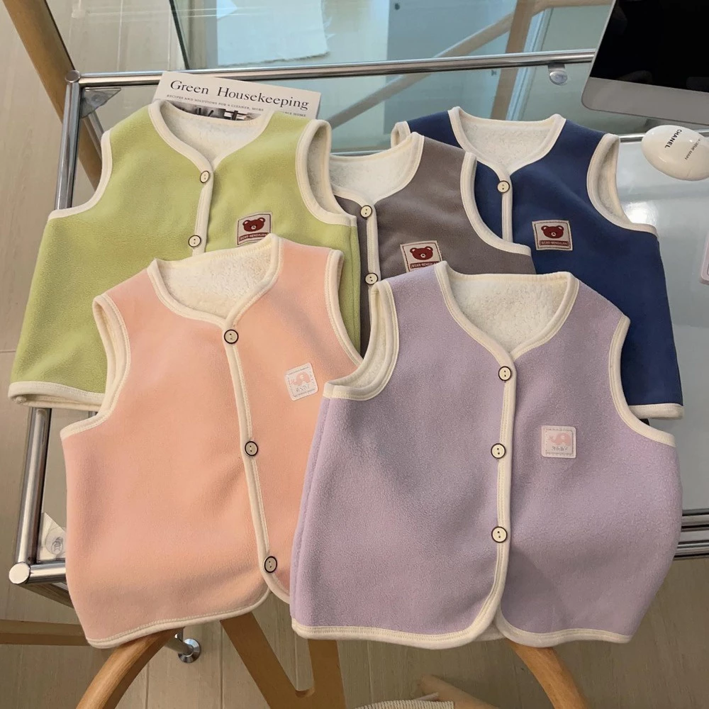 Áo Khoác cardigan Nhung Dày Hai Lớp Giữ Ấm Mùa Thu Đông Cho Bé Trai Và Bé Gái