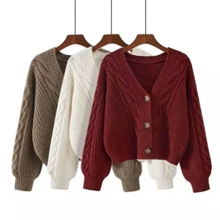 Áo Khoác cardigan Ngắn Dáng Rộng Cổ Chữ v Thời Trang Thu Đông Phong Cách Mới 2023 Cho Nữ