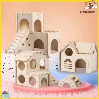 Tổ Ngủ Nhiều Lớp Thoáng Khí Họa Tiết Chuột hamster Bằng Gỗ sp * hamster