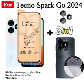 Kính Cường Lực Gốm 3 Trong 1 Bảo Vệ Ống Kính Máy Ảnh tecno spark go 2024 spark 20c / 20