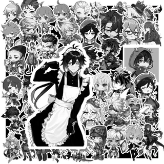 Set 50 Sticker Hình ANIME TRẮNG ĐEN – Decal Trang Trí Xe - Điện Thoại - Laptop - Nón Bảo Hiểm | Chống Nước