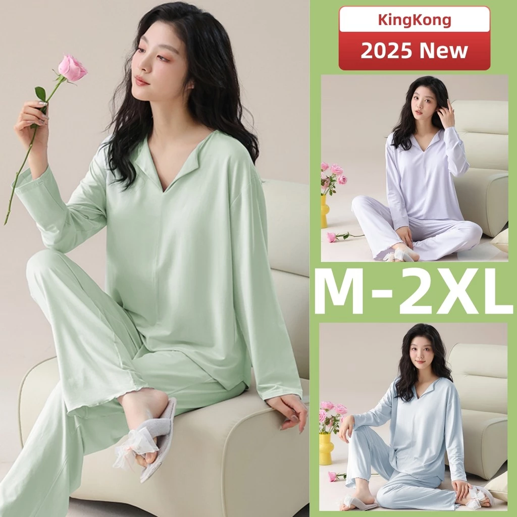 Bộ Đồ Ngủ Nữ Modal Đệm Bộ Đồ Ngủ Mùa Xuân Thu Dài Tay Đồ Ngủ Người Phụ Nữ Cotton Màu Trơn Mặc Ở Nhà