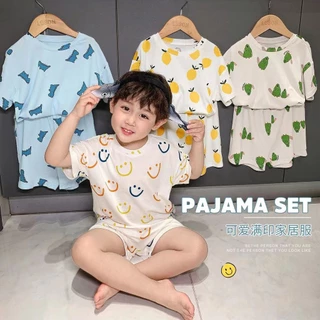 Set Đồ Ngủ 2 Món Gồm Áo Tay Ngắn Và Quần Ngắn Bằng Lụa Lạnh Mùa Hè Cho Bé 1-5 Tuổi