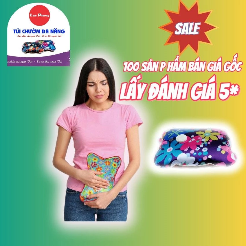 Túi sưởi đa năng lam phương chườm nóng, sưởi ấm, chườm lạnh đã bơm nước sẵn