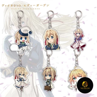 Violet Evergarden Móc khóa acrylic trong suốt Mặt dây chuyền tím Anime Ngoại vi Quà tặng khuôn viên trường