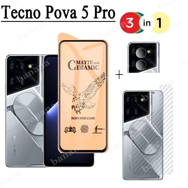 Tecno Ốp Điện Thoại Mặt Kính Cường Lực Gốm 3 Trong 1 Cho tecno pova 4 3 2 neo 3 2 camon 16 17 18 19 20 pro