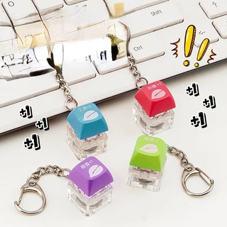 Bằng Gỗ Cá Merit + 1 Móc Khóa Điện Tử Keycap Mặt Dây Chuyền Nút Giải Nén Chiếu Sáng Gõ Cá Gỗ