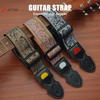 Dây Đeo Đàn Guitar Điện Phản Lực Bằng Thép Vonfram Thêu Chữ Thập Có Mái Chèn Vai