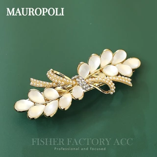 Mauropoli [Sẵn sàng] Kẹp lò xo mắt mèo giả phong cách Hàn Quốc Nơ ngọt ngào Kẹp ngang Kẹp phẳng Kẹp tóc lớn Kẹp tóc sang trọng Phụ kiện tóc