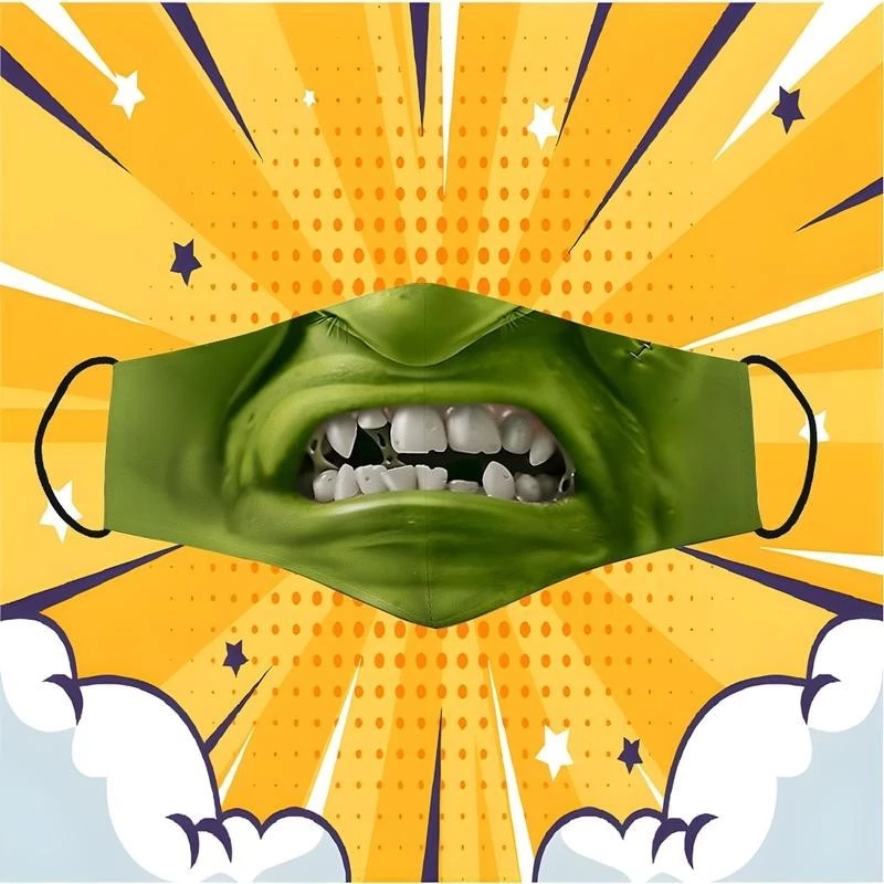 Khẩu Trang Mặt Hulk Người Khổng Lồ Xanh Mặt Xanh Lè Đáng Sợ Phụ Kiện Accessories