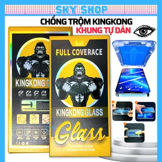 Cường lực KingKong chống nhìn trộm có khung tự dán cho iphone 11 pro max 12 pro max 13 promax x xr xs max 7 8 plus 14 15
