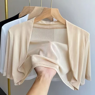 Áo Khoác cardigan Mỏng Ngắn Tay Cắt Một Nửa Thân Thời Trang Mùa Hè Cao Cấp Cho Nữ