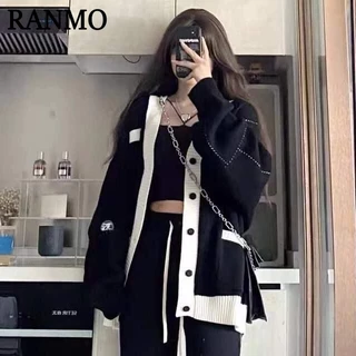 RANMO Áo Len áo khoác cardigan Dễ thương Cổ điển Stylish Hàn Phong WMY23A0T72 43Z231025