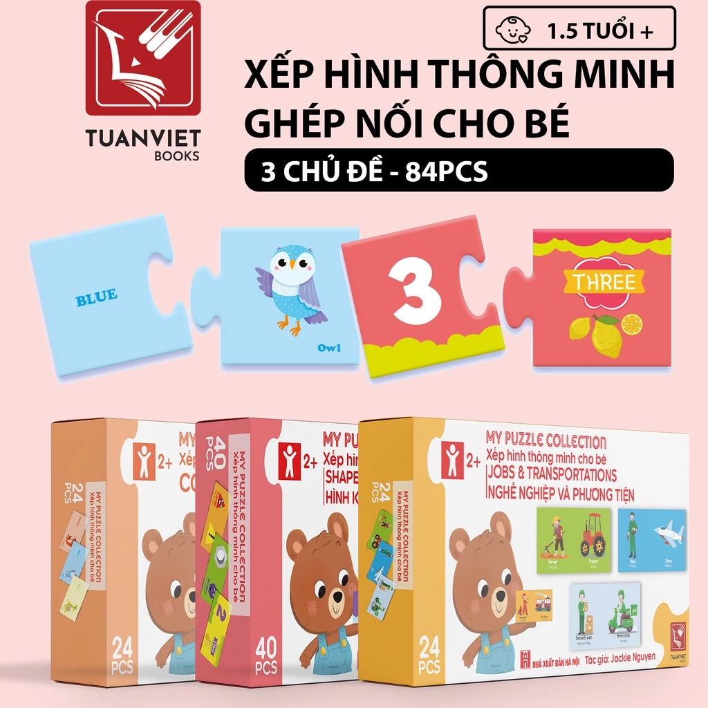 Đồ chơi Xếp hình Ghép Nối Thông Minh TuanViet Books Cho Bé từ 1,5+ - 6 hộp chủ đề