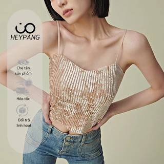 Áo hai dây nhung Heypang loại áo 2 dây có sẵn đệm ngực 2 in 1 bra croptop thời trang hottrend