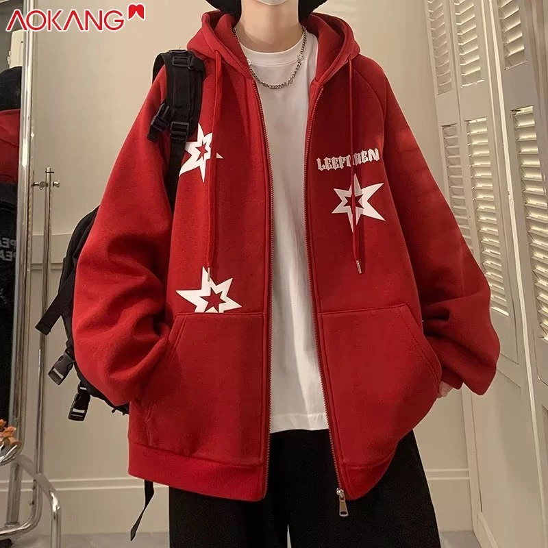 Aokang Áo Hoodie Họa Tiết Ngôi Sao Phong Cách Hàn Quốc Thời Trang Cho Nam