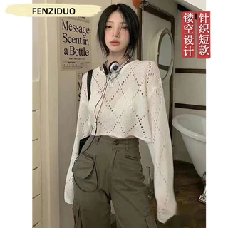 FENGZIDUO Áo Len áo khoác cardigan Trendy Minimalist INS Comfortable WMY23B0266 45Z231106