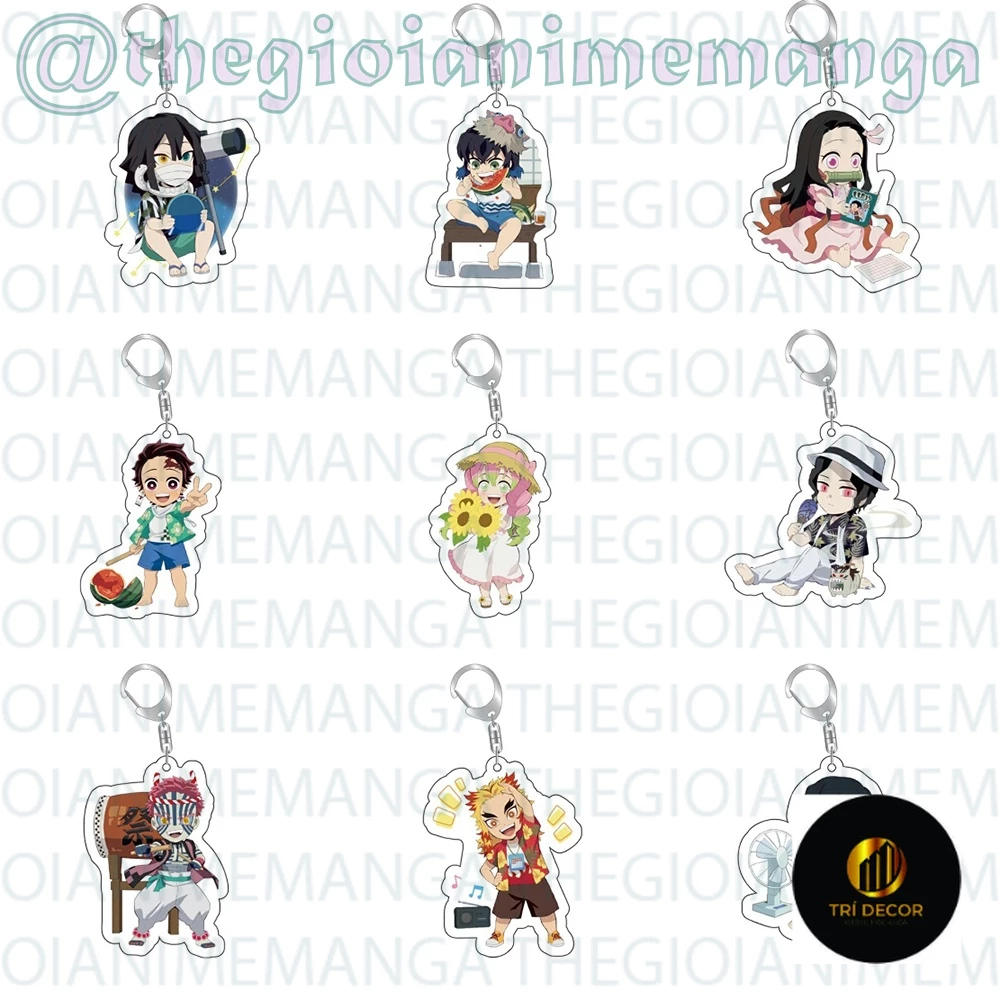 Móc khóa KIMETSU NO YAIBA ver DÃ NGOẠI keyring mica acrylic in hình anime chibi dễ thương