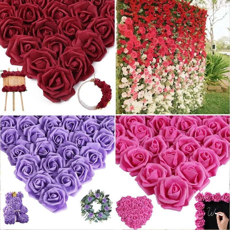 Set 100 Bông Hoa Hồng Giả 7cm Bằng Mút Xốp Dùng Trang Trí Tiệc Cưới - đẹp tự nhiên