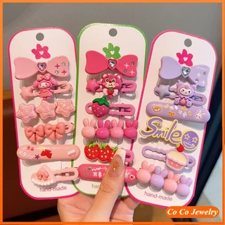 JOJO COCO SANRIO  set 6 Kẹp Tóc Mái Nhiều Màu Sắc Họa Tiết Hoạt Hình Cho Nữ