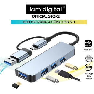 HUB Chuyển Đổi Mở Rộng Từ USB Type C Sang Cổng USB 3.0 Tốc Độ Cao 5Gbps (4 Trong 1)