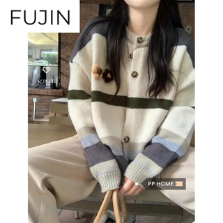 FUJIN Áo Len áo khoác cardigan Dễ thương Thể thao Minimalist hàn quốc WXF2391BFN38Z230918