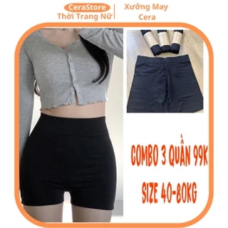 Combo 3 Quần Sooc Đùi Cuộn Legging Chất Cotton Co Dãn Thoáng Mát Thoải Mái Vận Động