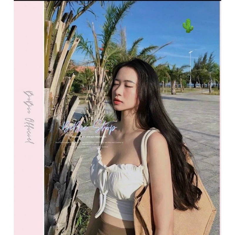 Áo 2 dây bèo croptop ( có mút) chất xốp -alohashop91