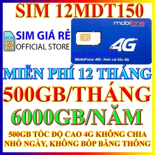 Sim 4G Mobi MDT250A, 12MAX90, 12FD50, 21G12, 6MDT150, 12MDT150 trọn gói 1 năm không cần nạp tiền, Shop sim giá rẻ