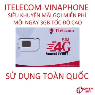 Sim 4G Iteleco gói 3GB/ngày (90GB/tháng) hãng Itelecom Miễn phí gọi nội mạng Sóng Khỏe Như Sim Viettel