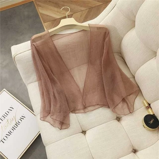 Áo Khoác Cardigan Chiffon Ngắn Dáng Rộng Siêu Mỏng Chống Nắng Thời Trang Cho Nữ