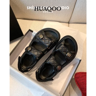 Huaqoo dép sandal nữ giày sandal nữ dép đế cao Đế chống sốc Độn đế Tiện dụng Độc đáo FDL2410IPL 3Z240117