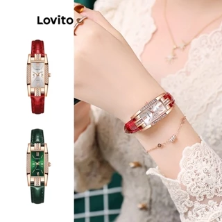 Đồng hồ nữ Lovito cơ bản màu trơn thường ngày cho L69AD052 (Màu đỏ/ xanh lá)