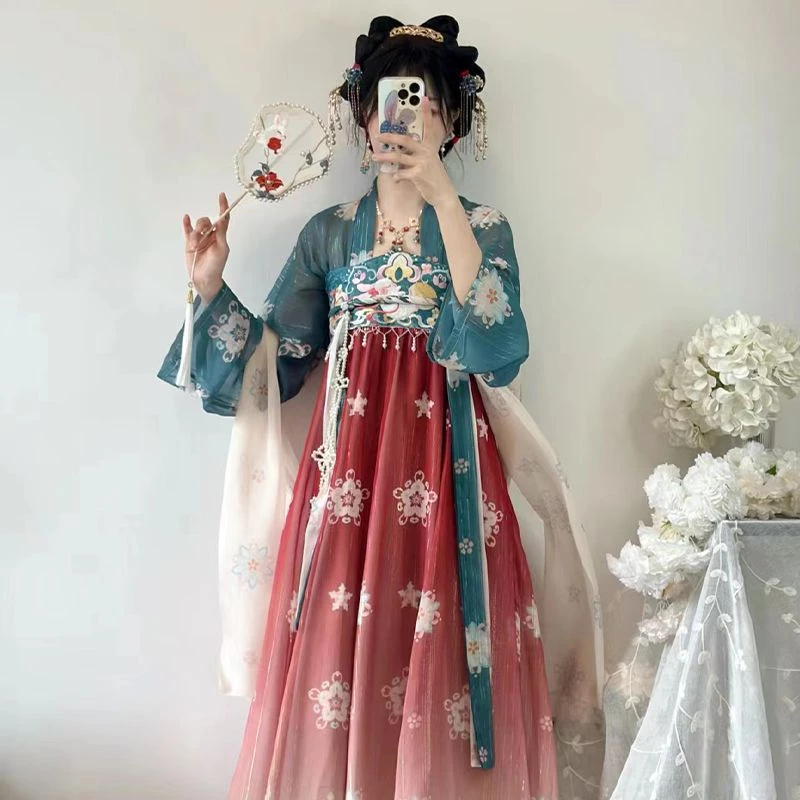 Hán phục Váy Xuân Hè Mỏng Nhẹ Thêu Họa Tiết Phong Cách Trung Hoa Độc Đáo Thời Trang Cho Nữ