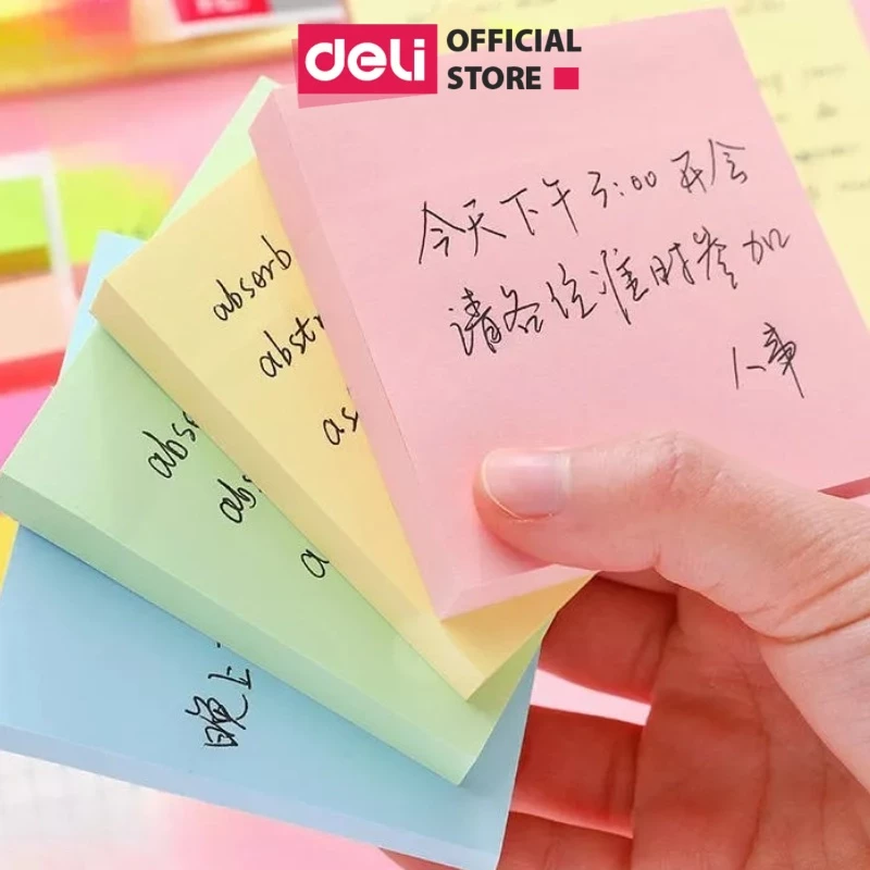 Giấy Note Ghi Chú 100 Tờ Giấy Nhớ Đánh Dấu Deli - Học Sinh Văn Phòng Dán Lời Nhắc Vở Ghi Decor Góc Học Tập