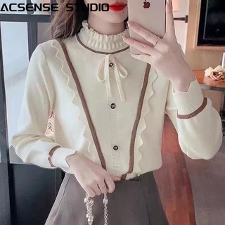 ACSENSE STUDIO Áo Len áo khoác cardigan Đơn giản Vintage phổ biến Fashion WMY23A00EA 41Z231012