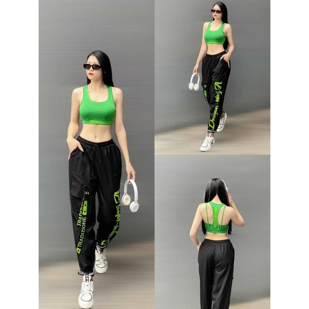 Set bộ bra quần jonger thô tập gym, zumba, aerobic cực chất