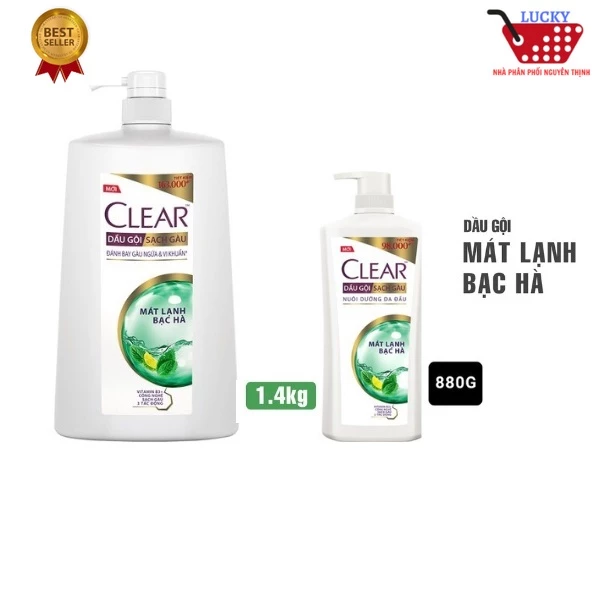 Dầu gội Clear 880g /1,4kg - Mát Lạnh Bạc Hà