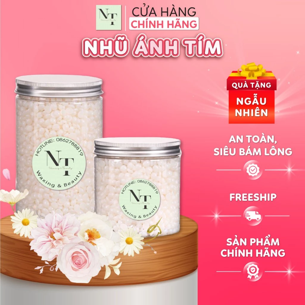 Sáp Wax Lông Ánh Tím Cao Cấp NTWAXING Siêu Bám Lông Chuyên Dùng Wax Body, Bikini, Nách Tặng Que Gỗ CHE TÊN SẢN PHẨM