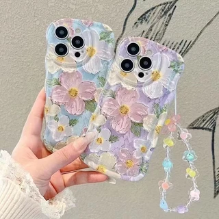 Ốp lưng Oppo Reno 10 Pro 8t 8 8z 7 7z 6 5 4 3 F11 Pro F9 Pro F7 F5 Youth F3 F1s A91 A93 A94 Purple blue Oil Painting flower Bracelet Wave edge soft phone case