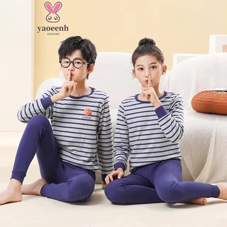 【YAOEENH】Bộ Đồ Ngủ Vải cotton Cổ Tròn In Hoạt Hình Dành Cho Bé Trai Gái 100-160cm