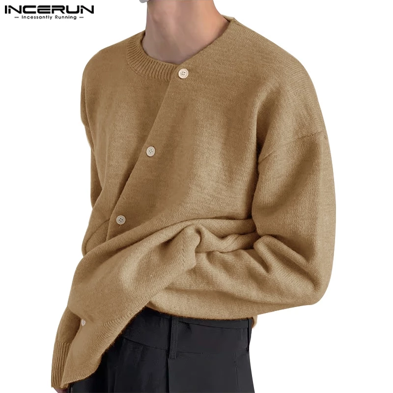 INCERUN Áo sweater Dệt Kim Màu Sắc Đơn Giản Cho Nam