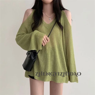 ZHENGYIZHIDAO Áo sweater Cổ Chữ v Họa Tiết Kẻ Sọc Phong Cách Hàn Quốc Thời Trang Xuân Hè 2024 Mới