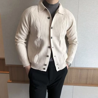 Áo Khoác nam cardigan Dệt Kim Tay Dài Màu Sắc Nhẹ Nhàng Phong Cách Hàn Quốc Cổ Điển Thời Trang Xuân Thu Áo Khoác Cardigan basic Style Hàn Quốc Áo Khoác Jacket chất dạ ép cao cấp